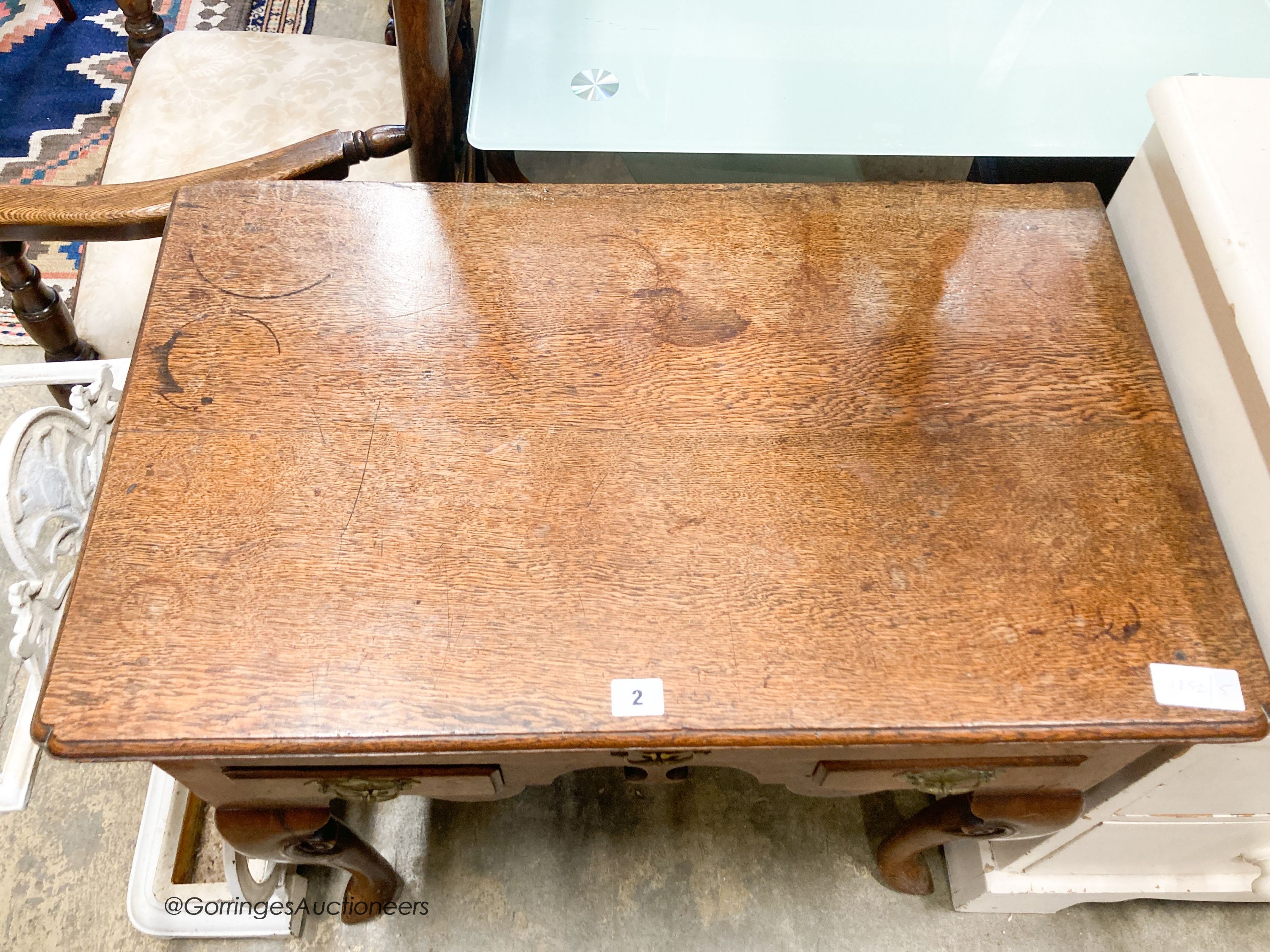 A George III oak lowboy, width 75cm, depth 47cm, height 73cm